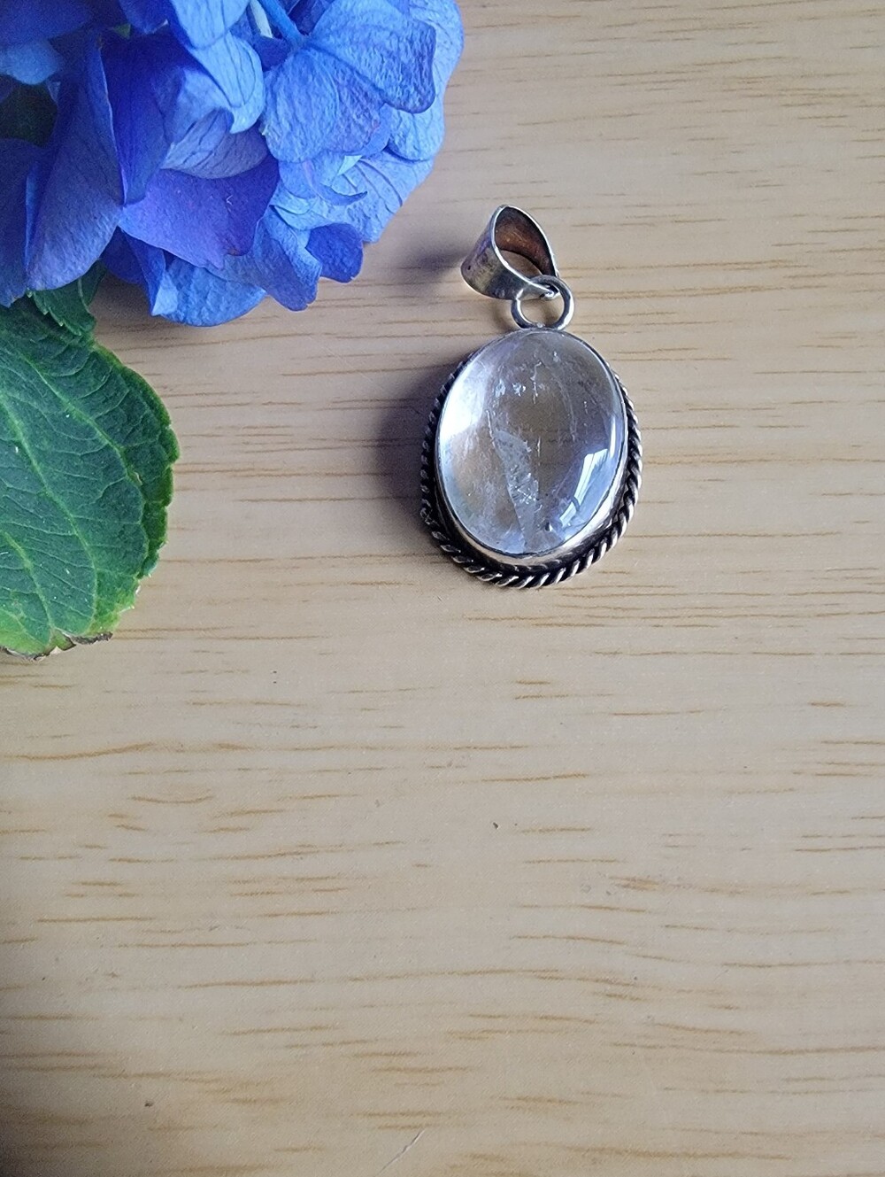 Handcrafted Clear Quartz Oval Pendant